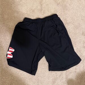 Under Armour Black Athletic Shorts with Red Logo